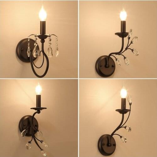 Modern Crystal wall Lamps Living Room beside bedside Crystal wall light luxury E14 candle crystal wall lamp