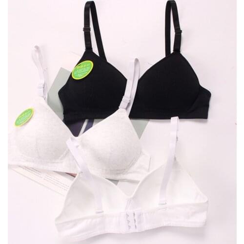 Wireless pure cotton training bra for teen girls kid solid yoga sport underwear for teenager thin cup bra top