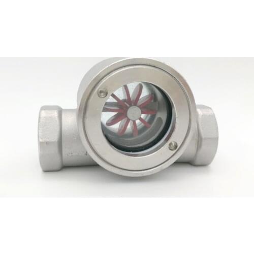 3/8" 1/2" 3/4" 1" -2" BSP Female Window Sight Glass Flow Indicator With Impeller 304 Stainless Steel Water Oil