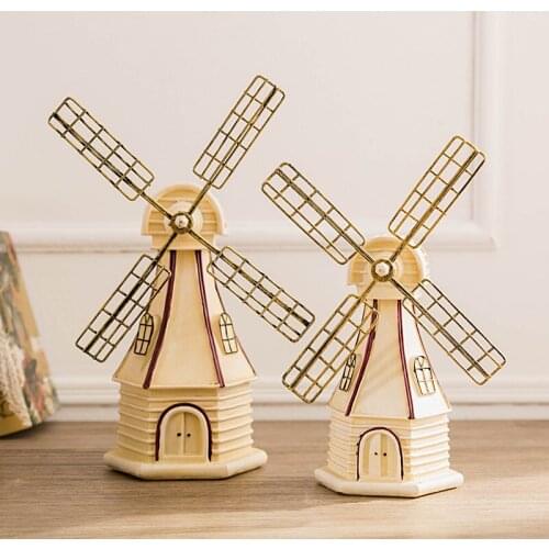 Windmill Vintage Figurines Miniatures Handmade Piggy Bank Craft Figurines Miniatures Gifts Dekoration Home Improvement DG50FM