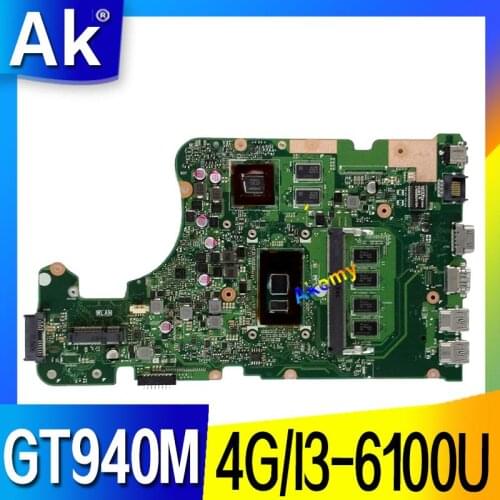 X555UQ Laptop motherboard For Asus X555UJ X555UF F555U X555UB X555UQ X555U mainboard 90NB0DG0-R00030 4G/I3-6100U CPU GT940M