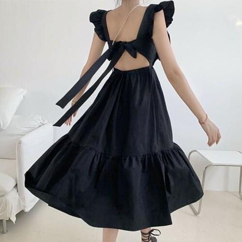 Western Style Female 2020 Summer New Backless Sexy Ruffled Suspender Skirt fairy dress tea party lolita dress sweet lolita doll