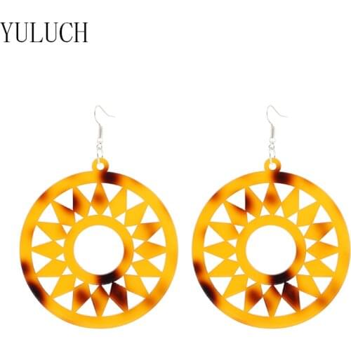 YULUCH Woman Acrylic Gear Pendant Earrings Girl Elegant Hollow OUT Art Simple Jewelry accessories party earring woman girls