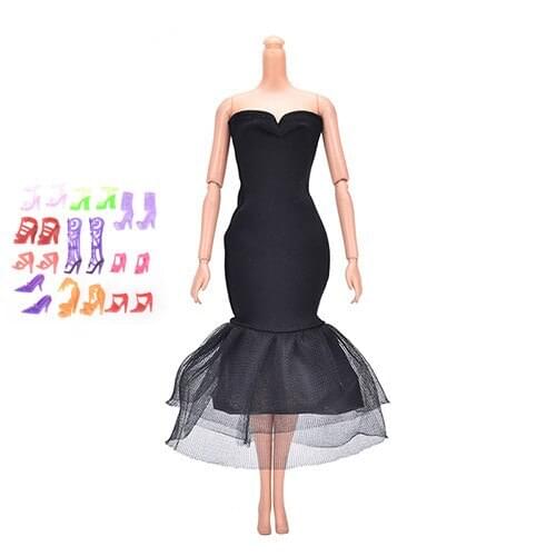 10 Pairs Sandals Copy Crystal High Heels Shoes Dress Evening Dress Clothes for Dolls Doll Accessories Girls Best Gift