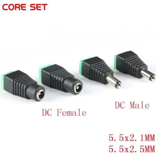 10Pcs 5.5x2.5 Female Male DC Power Plug Adapter for 5050 3528 5060 Single Color LED Strip and CCTV Cameras 5.5x2.1mm