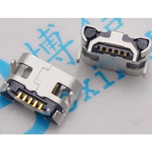 10pcs Micro USB 5pin no side Ox horn female usb socket Flat mouth four legs socket Mini usb connector Free shipping