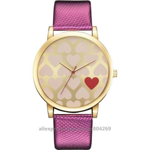 100pcs/lot High New Style Wholesale Watch Lovely Leather Red Heart Design Watches Fashion Women Dress Wristwatches
