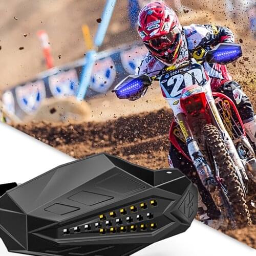 2 Piece Plastic Motorcycle Hand Guards with LED Turn Signal Lights Black&White