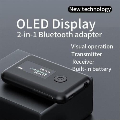 2 In 1 Bluetooth-compatible 5.0 Receiver Transmitter OLED Color Screen Wireless Receiver Transmitter AUX Adapter Drop Shipping