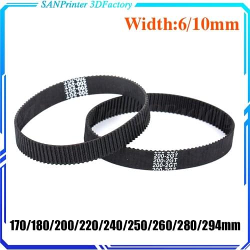 3D Printer Parts C-19 GT2 Closed Loop Rubber 2GT Timing Belt Width 6mm 10mm Length 170 180 200 220 240 250 260 280 294mm