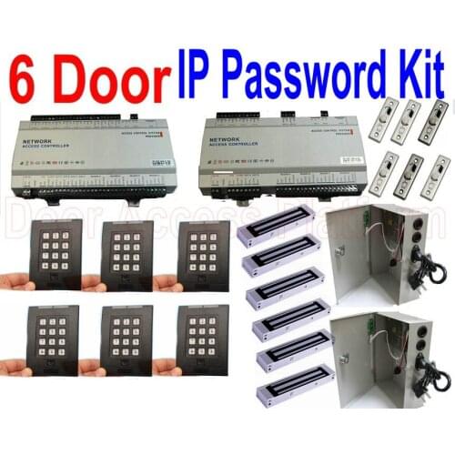 6 door ip controller with tcp/ip network communication+web browser control+software pc+web interface and 6 pcs password reader k