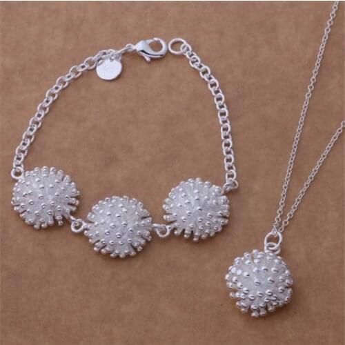 AS317 Hot Sale Silver Plated Color Jewelry Sets For Women Wholesale High Quality Classic Bracelet 081 + Necklace 692