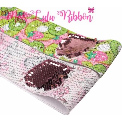 3"75mm Ballet Girl Dress Swan Printed Double Reversible Pink Sequin Ribbon Pink Bokwnots Hair Bow Making DIY Party Decor 46yards