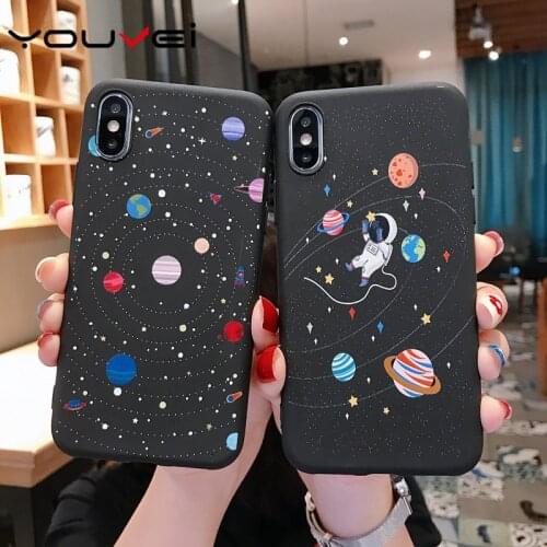 Case For iPhone6 6S 7 7Plus 8 8Plus X XR XS Max Case Cute Moon Line Patterned Silicone Cover Coque For iPhone11 pro Case Bumper