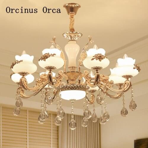 European zinc alloy chandelier living room dining room bedroom French luxury LED gold crystal chandelier free shipping