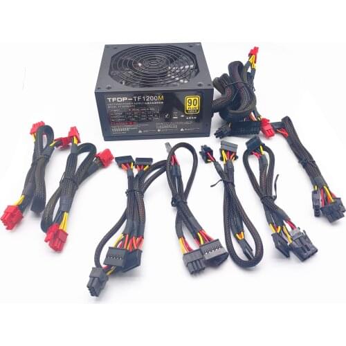 1200W PC Power Source Supply 1000W SEMI-MODULAR POWER SUPPLY 110V 220V Gaming Game Computer Components Desks Power Mining Mute