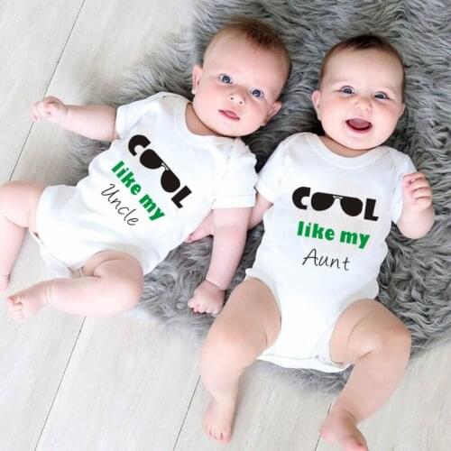 Kawaii Baby Clothes Twins Baby Bodysuit Cool Like My Anut and Uncle Print Twins Body Baby Jumpsuit Twins Baby Clothes