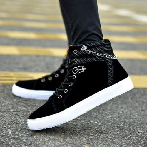 Mens High-top Canvas Shoes Men 2021 New Spring Autumn Top Fashion Sneakers Lace-up High Style Solid Colors Man Shoes 38-45