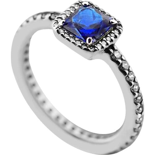 Blue Crytstal Ring 925 Sterling Silver Jewelry Timeless Elegance Trendy Rings for Women Part Gift Bijoux free shipping R148B