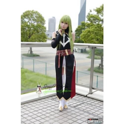 Code Geass Anime C.C Cosplay Costume black rider queen Costume Halloween Party Suit Fancy party dress Free socks