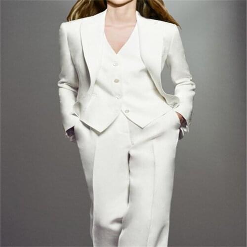 White womens suits 3 Piece Women Pant Suits Womens Summer Suit Women Blazer Jacket & Trousers & Vest Suit For Women Set