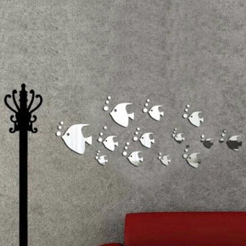 2020 Hot Removable Sea Fish Bubble Wall Sticker 3D Mirror Stickers Mural DIY Decal Home Decor