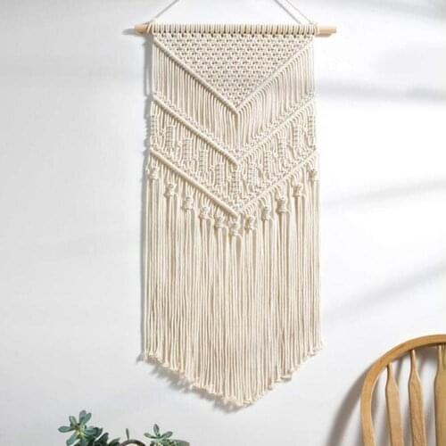 Macrame Woven Wall Hanging Boho Chic Bohemian Room Geometric Living Room Art Decor-Beautiful Apartment Dorm Home Decoration Gift