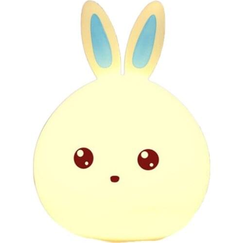 Cute LED Night Light Silicone Touch Sensor 7 Colors Bear/rabbit Night Lamp Kids Baby Bedroom Desktop Decor Battery/USB Charge
