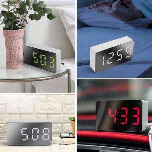 Multifunctional LED Mirror Clock Digital Alarm Clock 5v/No Battery Electronic Display Time Night LCD Light Table Clocks Mini
