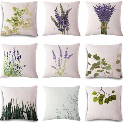 Fashion Office Home Linen Cotton Throw Sofa Cover Pillow Case Lavender Cushion Decor