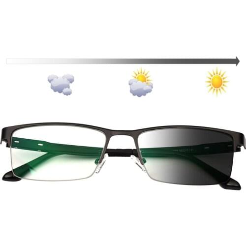 Men Titanium Alloy Reading Glasses for The Sun Photochromic Resin Lenses Retro Business Hyperopia Prescription Eyeglasses