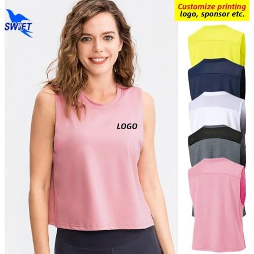 NEW Mesh Patchwork Breathable Sleeveless Running Shirt Women Quick Dry Loose Gym Fitness T-Shirts Sportswear Yoga Vest Customize