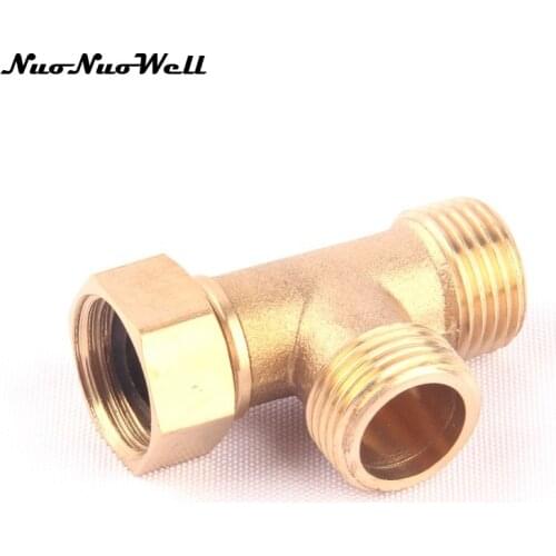 1pcs NuoNuoWell Brass 1/2" Female to 1/2" Male 3 Way Hose Connector Garden Irrigation Watering Metal Adapter Gas Pipe Coupler