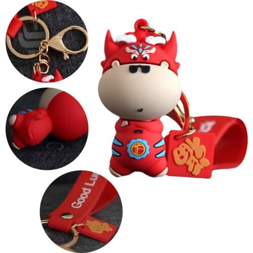 Car Pendant Handsome Lucky Car Decoration Wealth Keychain Beautiful Silicone Calf Keychain Car Accessories Interior