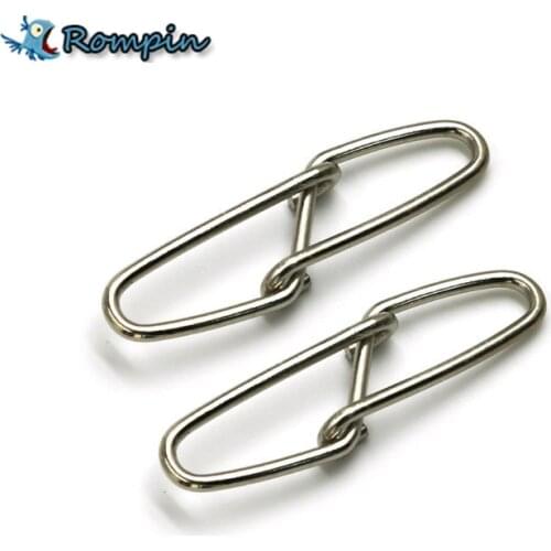 Rompin 50pcs/lot Diamond Snap Fishing Barrel Swivel safety snap Swivel Snap 0#-6# fishing swivels Stainless Steel Hook Connector
