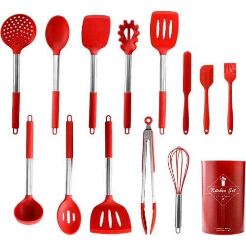 14PCS Silicone Kitchenware Non-stick Cookware Cooking Tool Spatula Ladle Egg Beaters Shovel Spoon Soup Kitchen Utensils Set