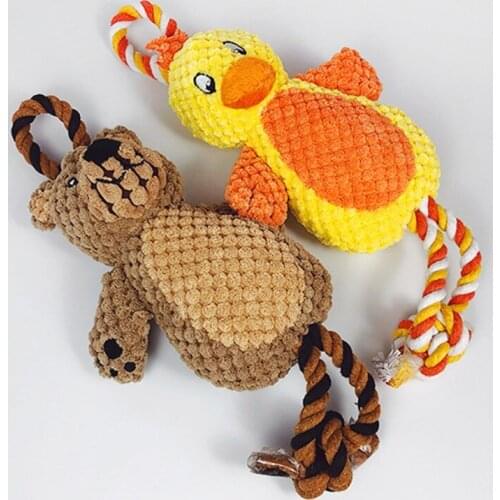 Dog Chew Puppy Toys Plush Dog Toys Bite Resistant Cleaning Teeth Cartoon Animal Squeak Pet Dogs Cat Chew Squeaking Toy