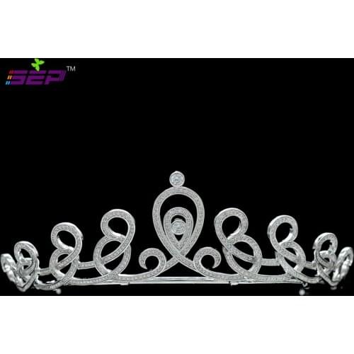 High Quality Full Cubic Zirconia CZ Teardrop Tiara Crown for Bridal Wedding Hair Jewelry Women Headpiece Accessories Tr15106
