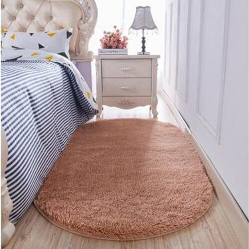 Thick Oval Silky Mat Bedroom Rug Carpet Living Room Rug Coffee Table Floor Hallway Door Mat Bedside Bathroom Slip Mats