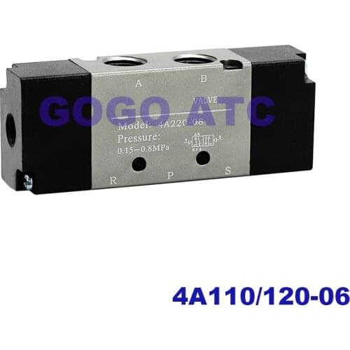 Three-position / two-position five-way air control directional valve 4A110 / 120-06 4A210 / 220-08 4A310 / 320-10 solenoid valve