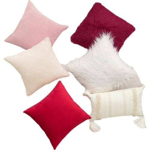 Home Decoration Solid Color Series Removable And Washable Velvet Combination Living Room Sofa Car Back Chair Cushion Pillowcase