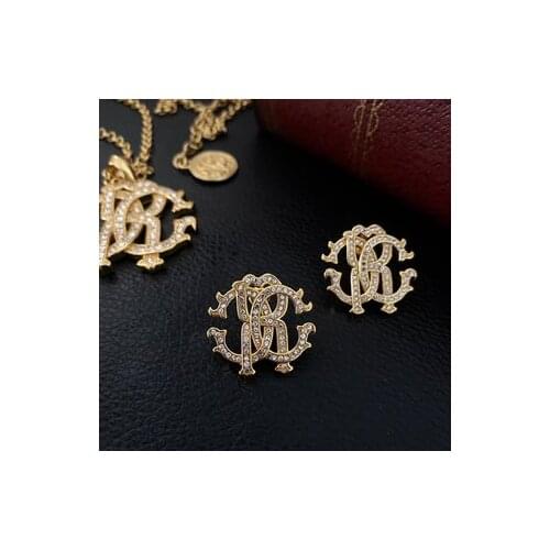 Vintage collection letter diamond vintage necklace earrings