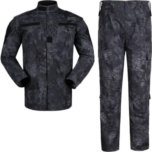 Typhon Black Pythons Grain Outdoor Combat Uniform Shirt and Pants Tactical Outdoor Military Solider Camping Hiking Police Using