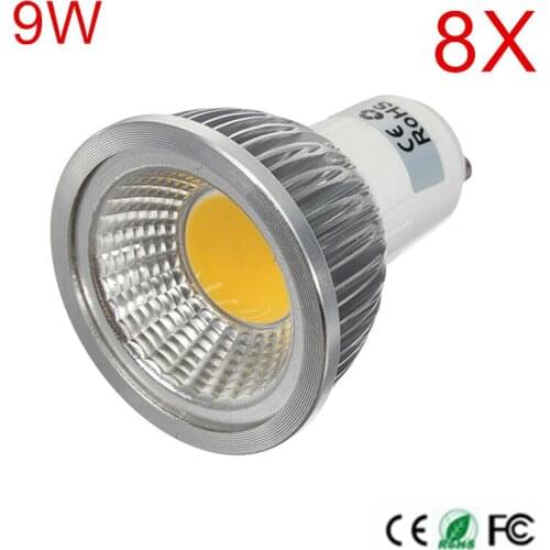 High quality LED lamp GU10 LED Spotlight Dimmable COB LED Bulb 9W Warm/Cold White AC110V/220V GU 10 Bulbs Free shipping 8PCS