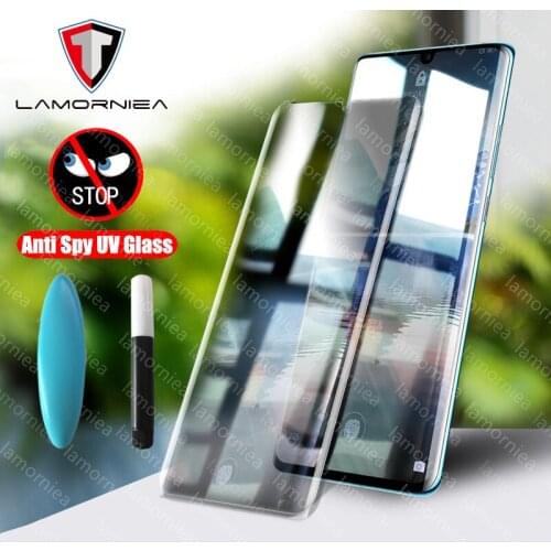 Lamorniea 3D Anti Spy Tempered Glass for Huawei P30 Pro UV Glass screen protector full glue film for huawei mate 20 30 Pro glass