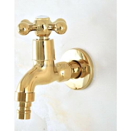 Gold Color Brass Cross Handle Washing Machine Faucet and Garden Tap tav141
