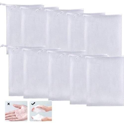 10Pcs/Set Clean Foaming Mesh Bag Portable Hangable Facial Cleanser Soap Blistering Bathing Bathroom Cleaning Tools