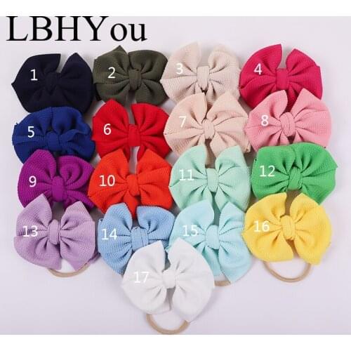 Fashion Big Bows Messy Nylon Headbands Newborn Baby Girls Knotbows Hairbands Princess Girls Elastic Nude Nylon Hair Bands