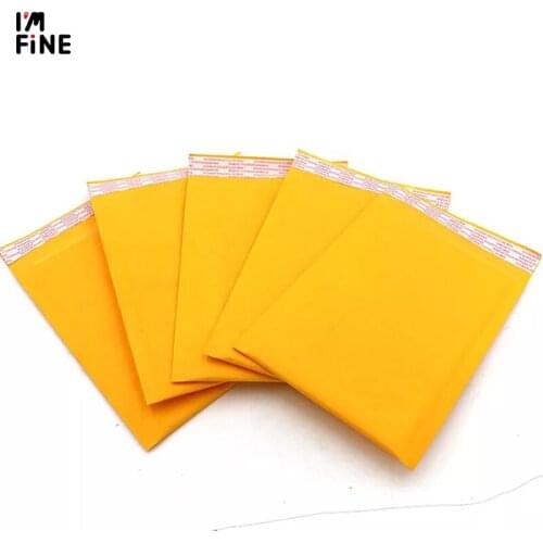 100pcs Anti Pressure Packaging Courier Bags Yellow kraft Bubble Envelope Mailing Bags Shockproof