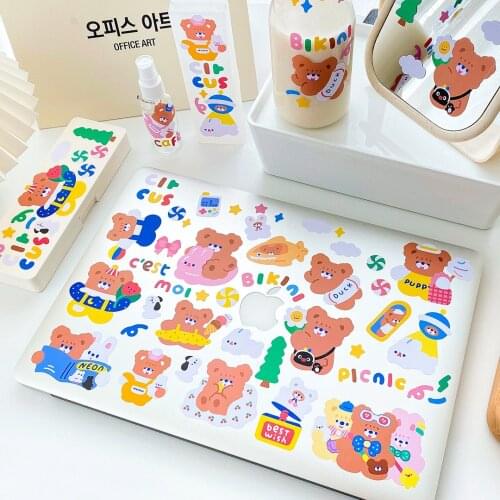 2Sheets/Pack Removable Bears Rabbit Scrapbooking Diy Journal Animals Cartoon Decorative Material Paper Cell Phone Stickers Gifts